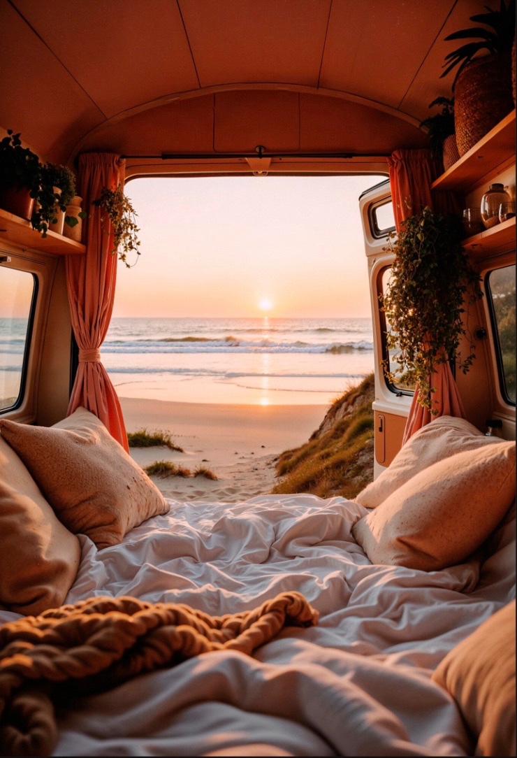 Digital nomad working from van