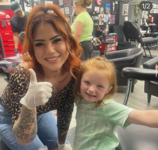 Geena with happy client