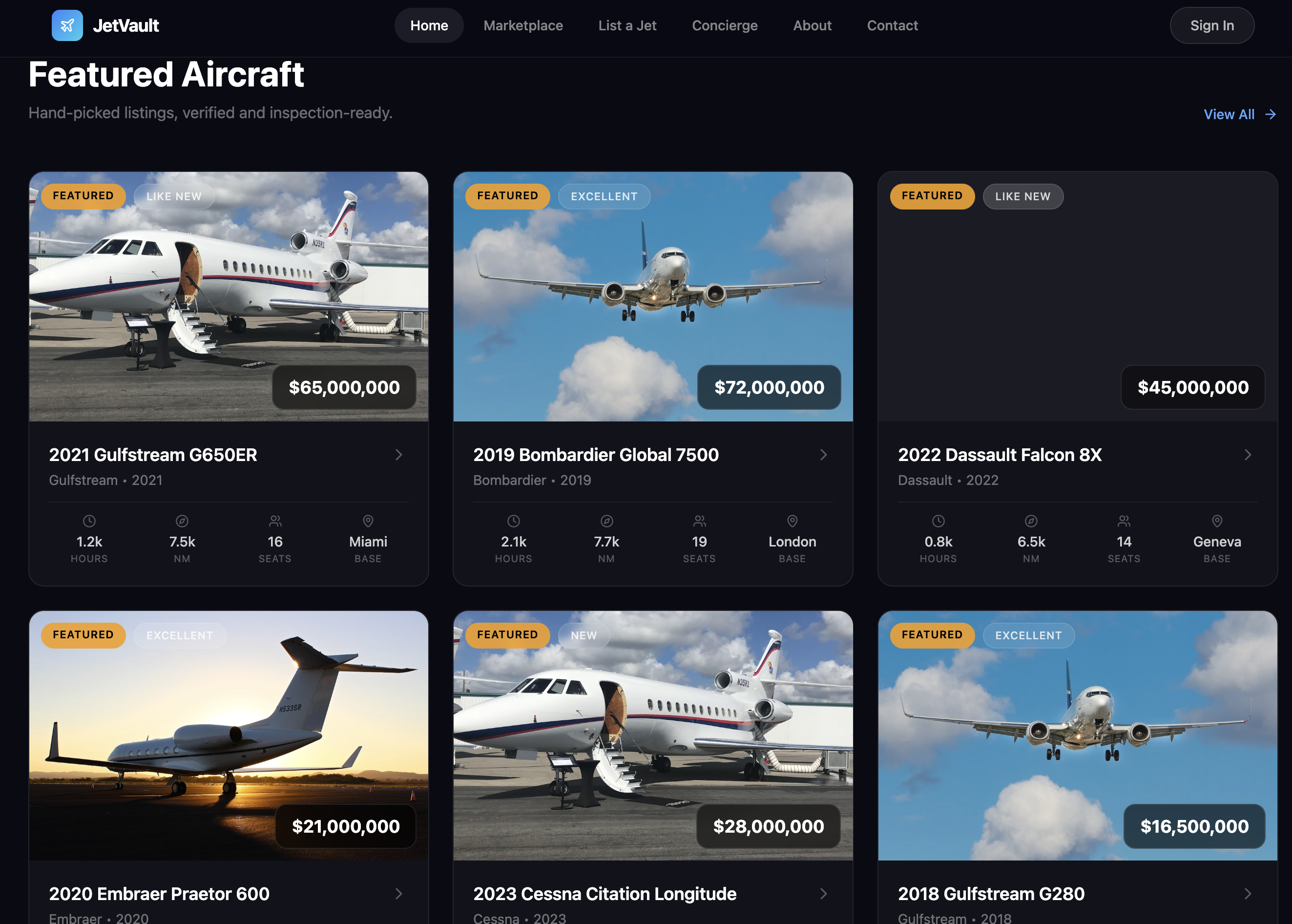 AeroLuxe - Private Jet Marketplace template preview