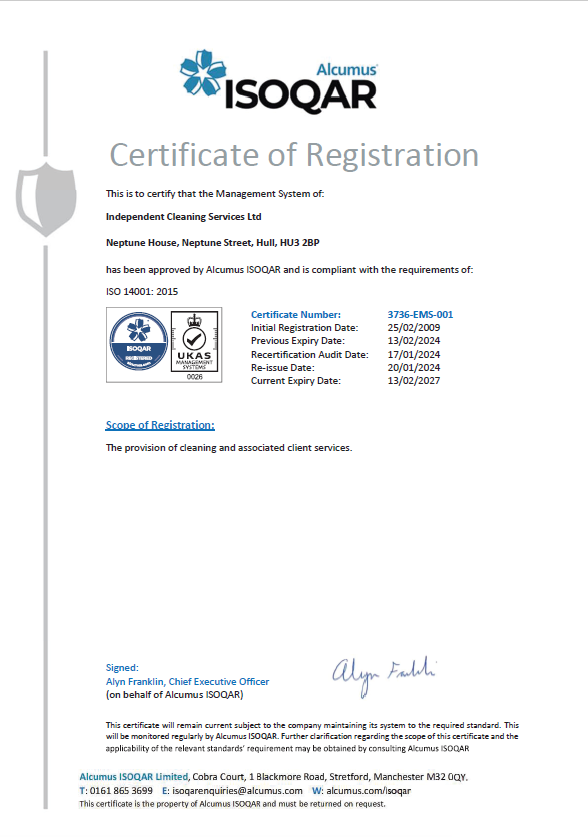 ISO 14001:2015 certificate