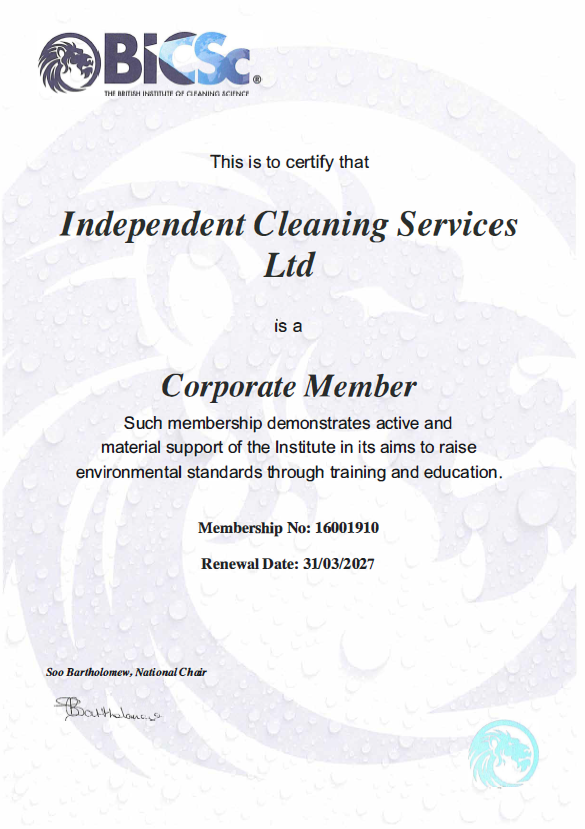 BICSc Corporate Member certificate