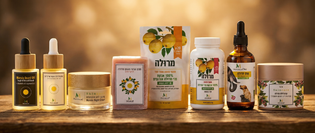 MarulaLab full product range of marula oil skincare and wellness products