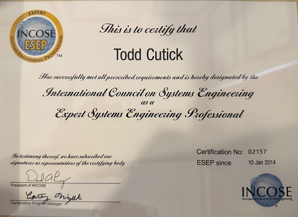 INCOSE Expert Systems Engineering Professional Certificate