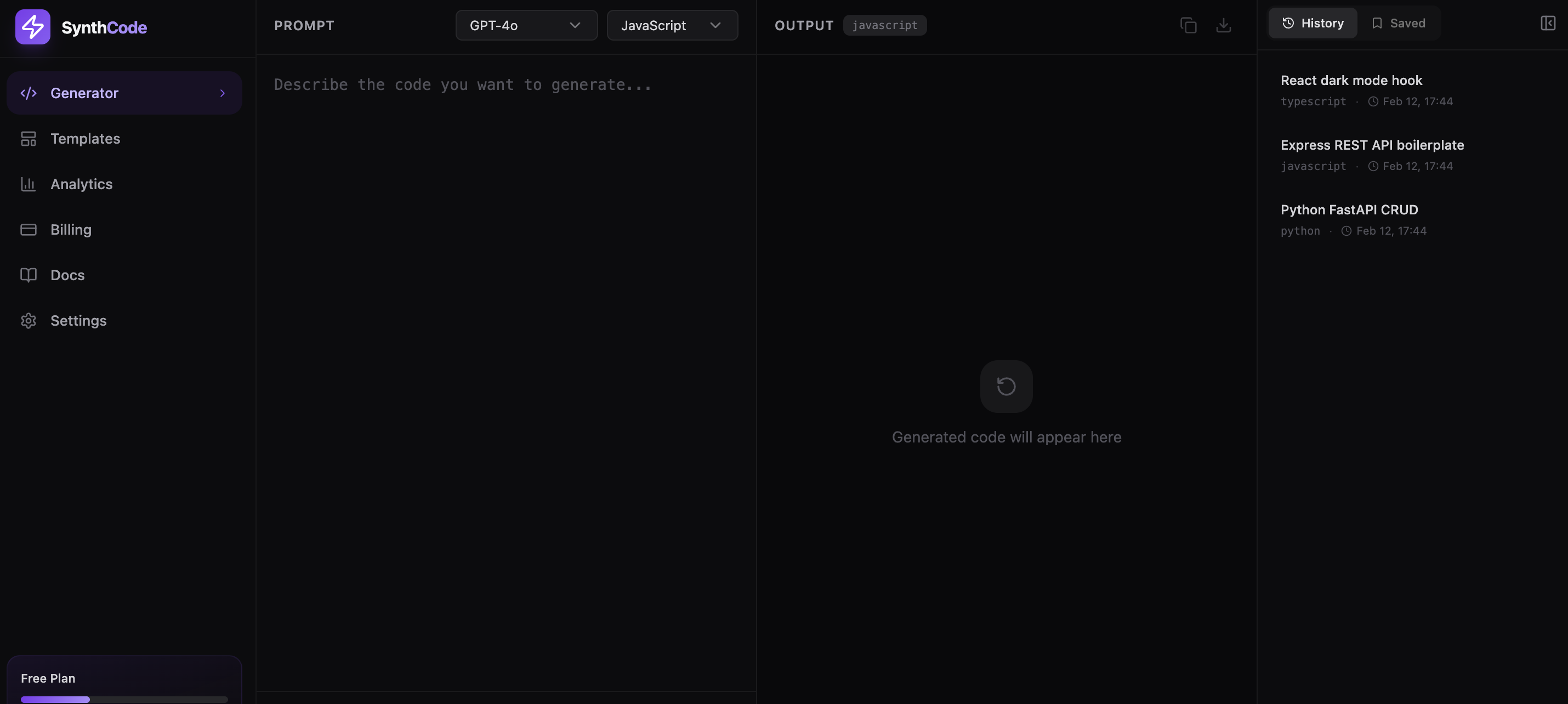 CodeCrafter AI template preview