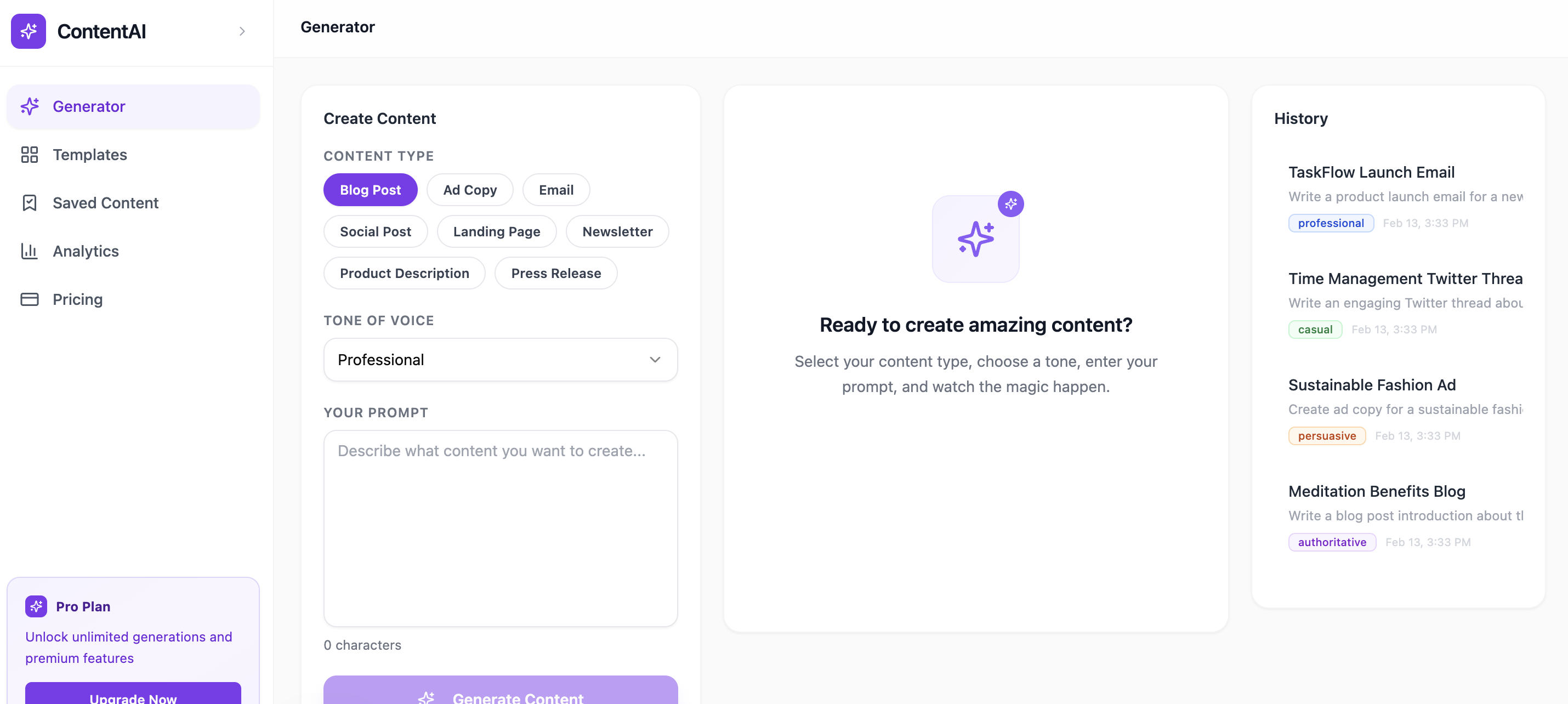 ContentSpark AI template preview