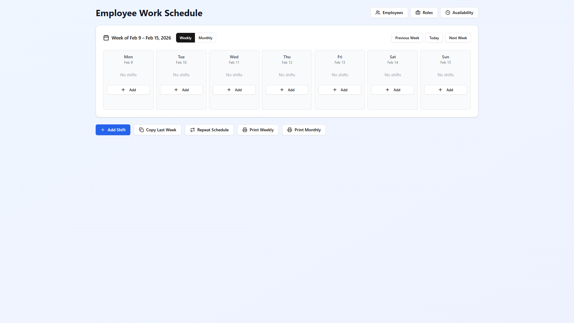 Employee Work Scheduler template preview
