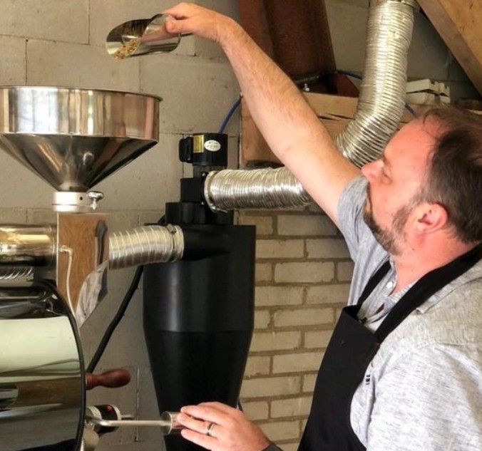 Jerry roasting coffee