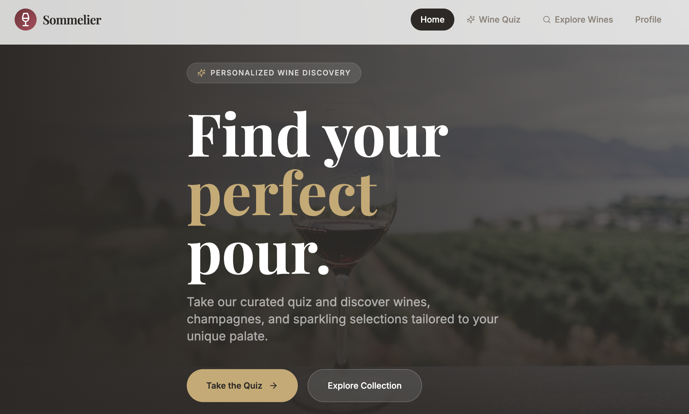 Sommelier: Wine Website template preview