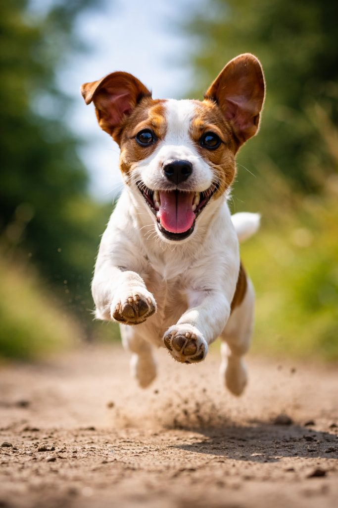 Happy dog jumping