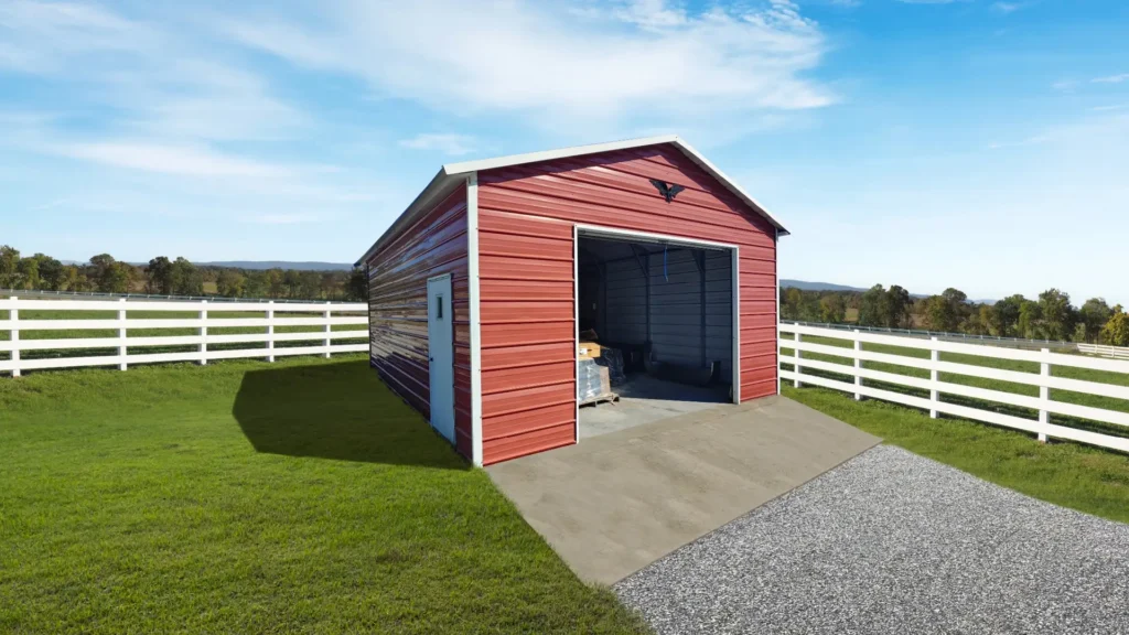 Enclosed metal garage