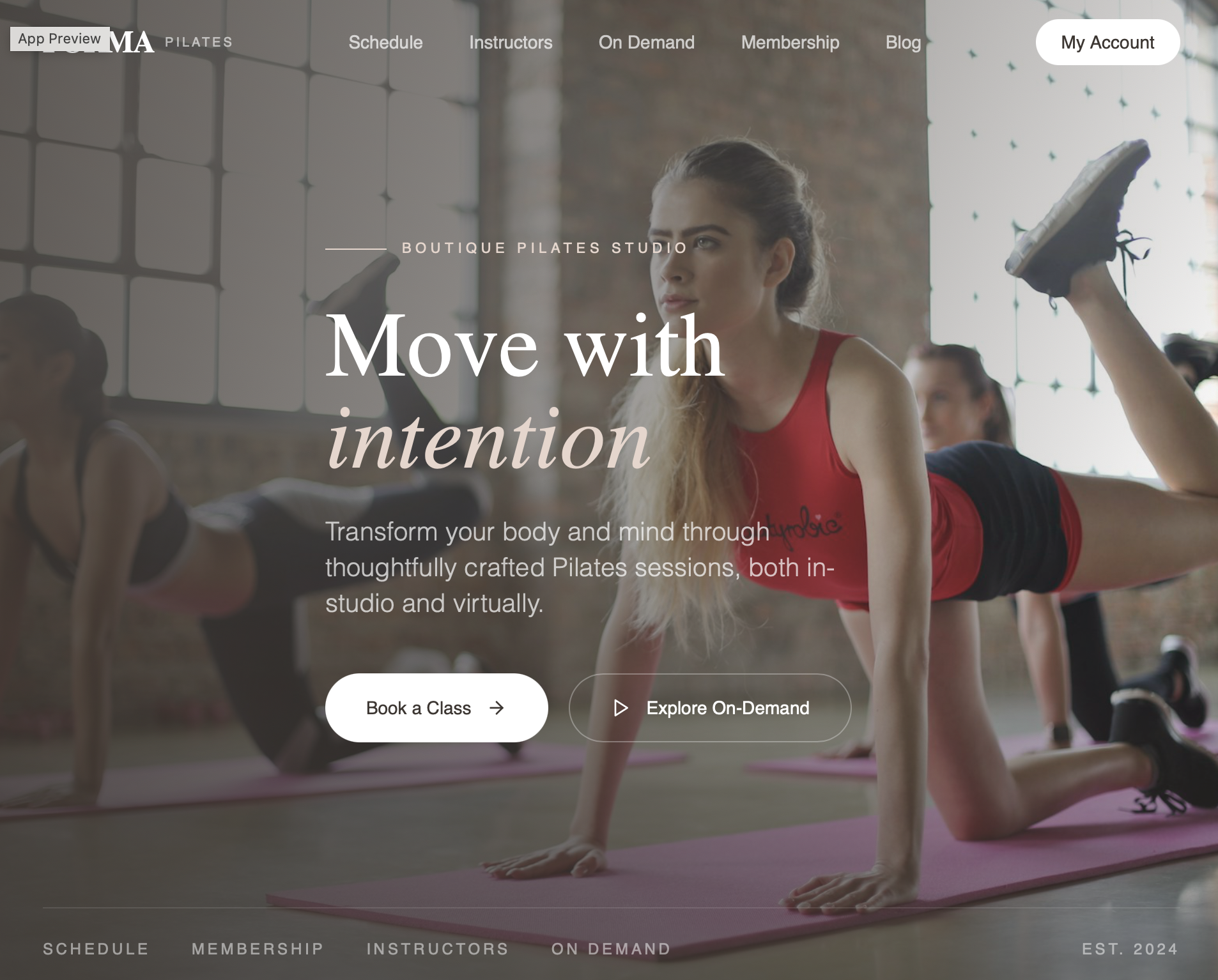Flow Pilates template preview
