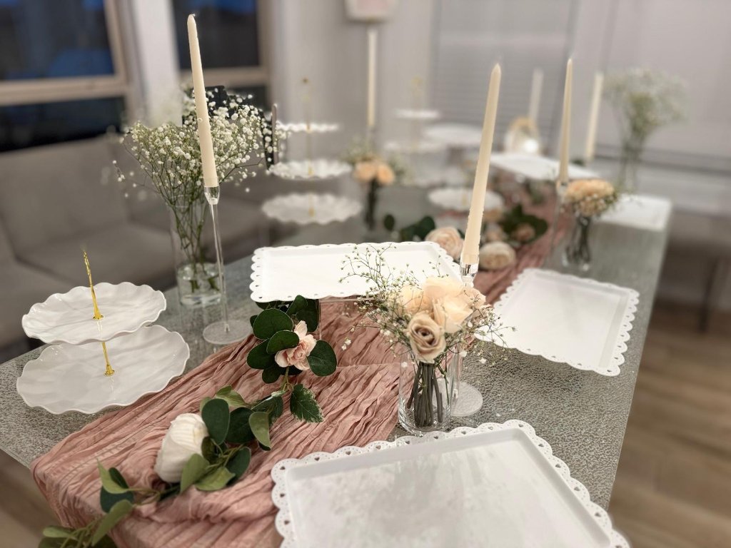 Blush Pink Dining Table Setup