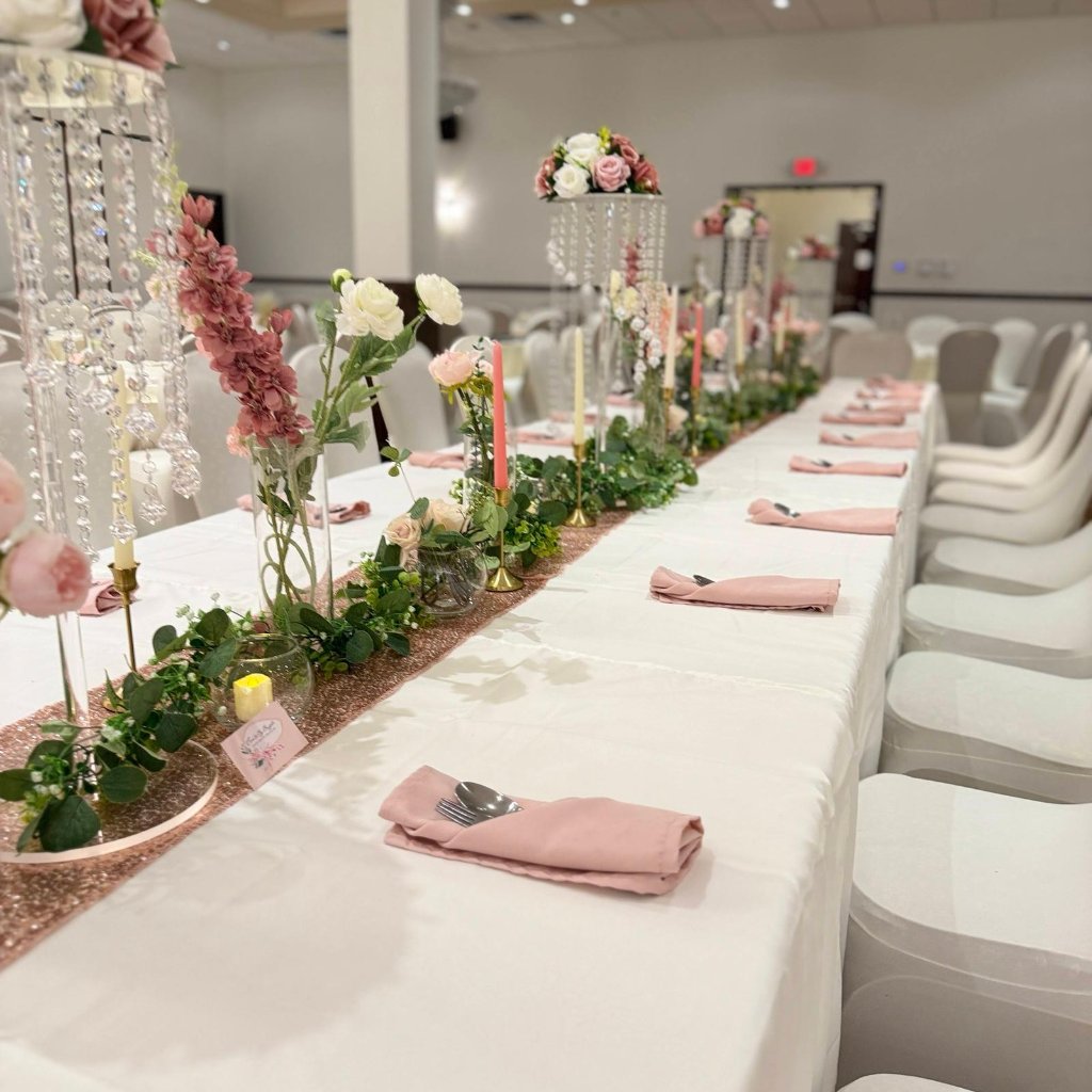 Rose Gold Reception Tables