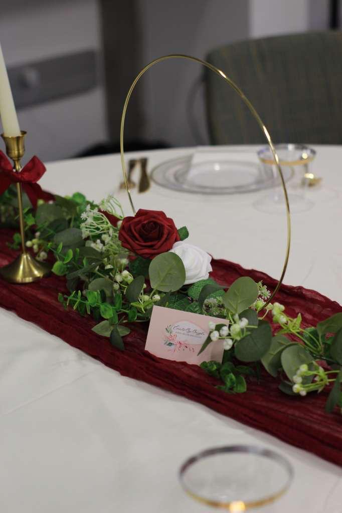 Burgundy Floral Table Runner