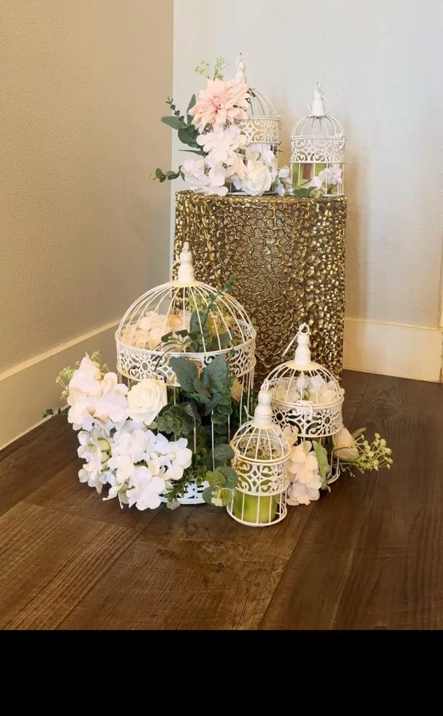White Birdcage Floral Display