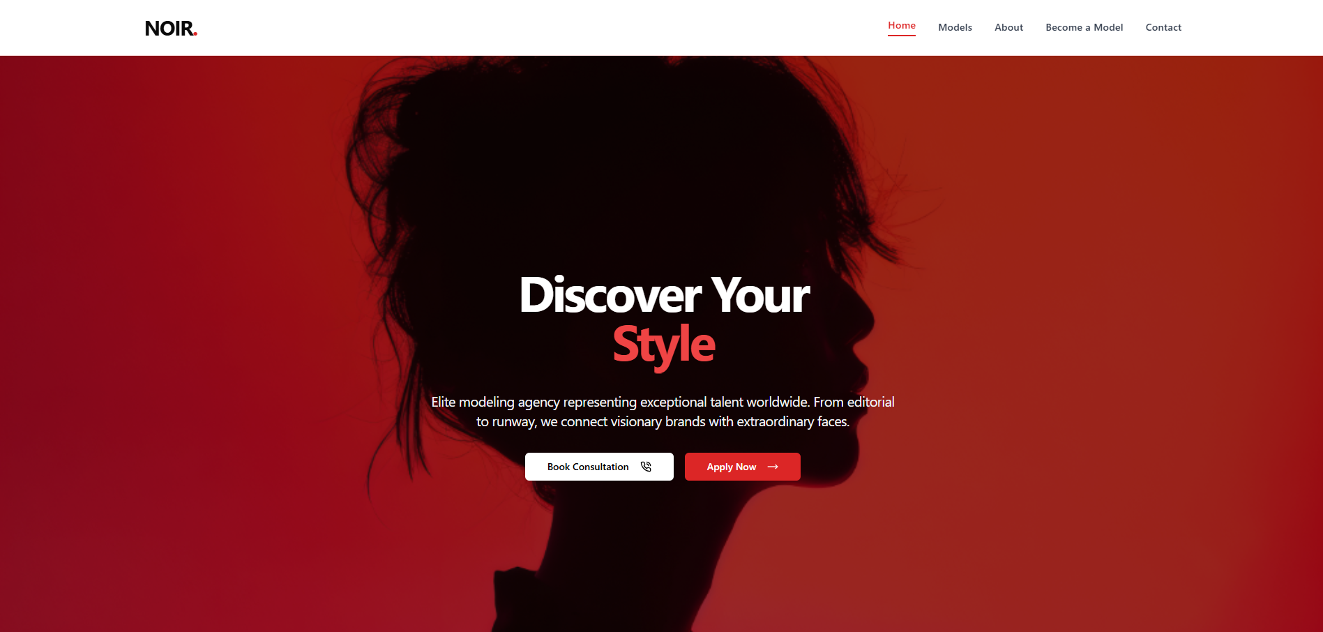 Noir Agency — Luxury Modeling Agency & Fashion Talent Website Template template preview