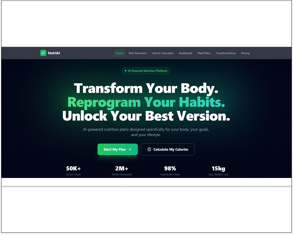 NutriAI - AI Diet Planner & Smart Nutrition template preview
