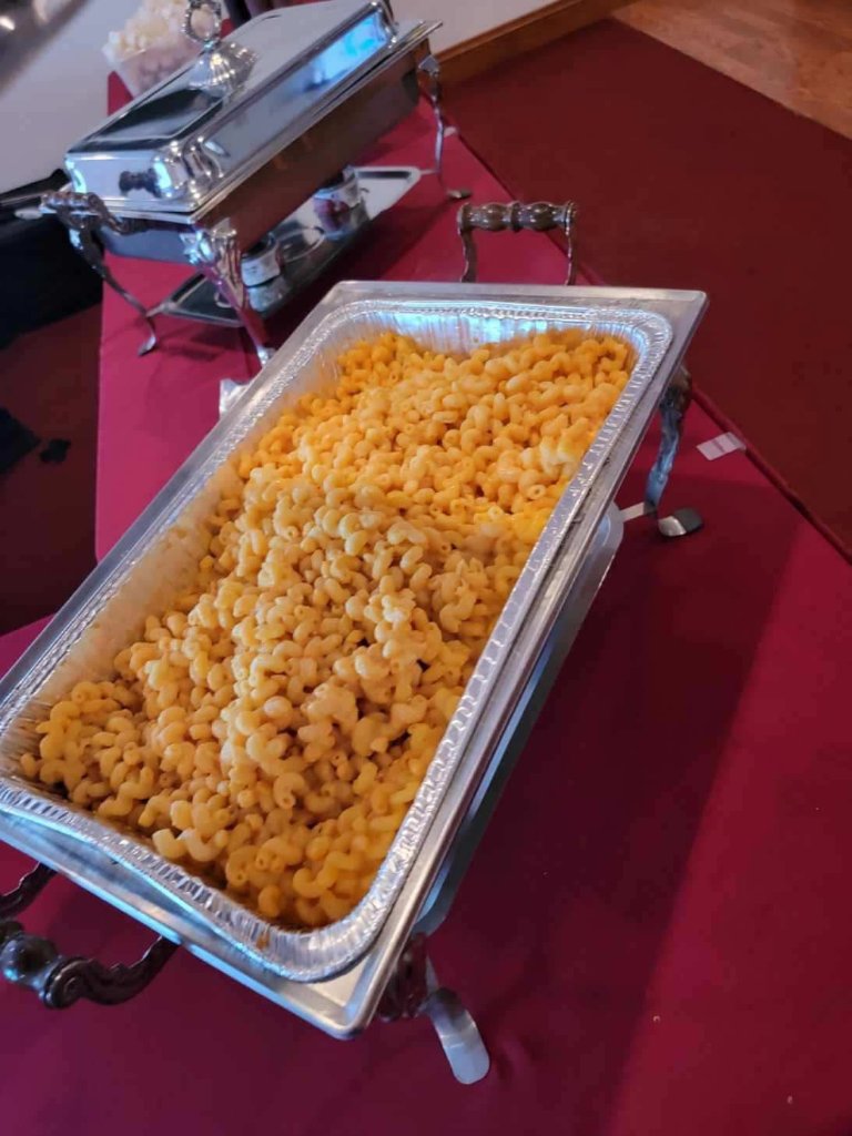 Whole hog BBQ catering spread