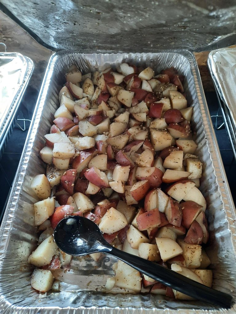 Smoked ribs and chicken at graduation party