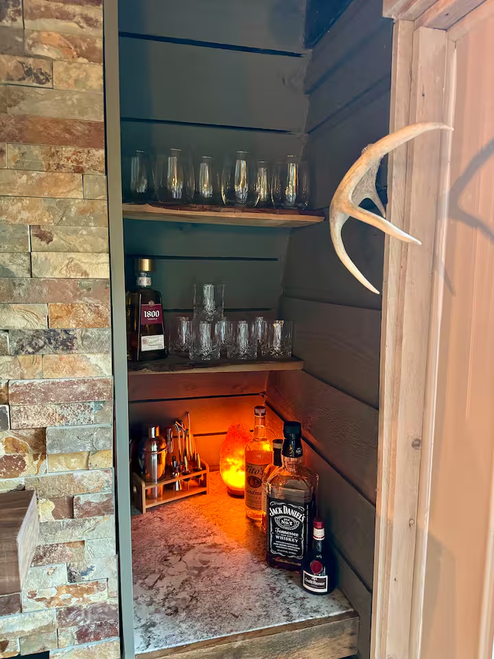 Mini Bar Area with Rustic Shelving