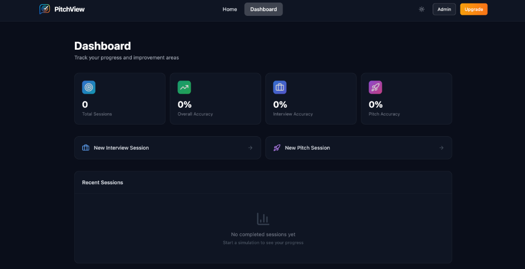 PitchView dashboard tracking progress