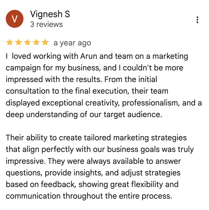5-star Google review 2 for 530 Ventures digital marketing agency Ventura County