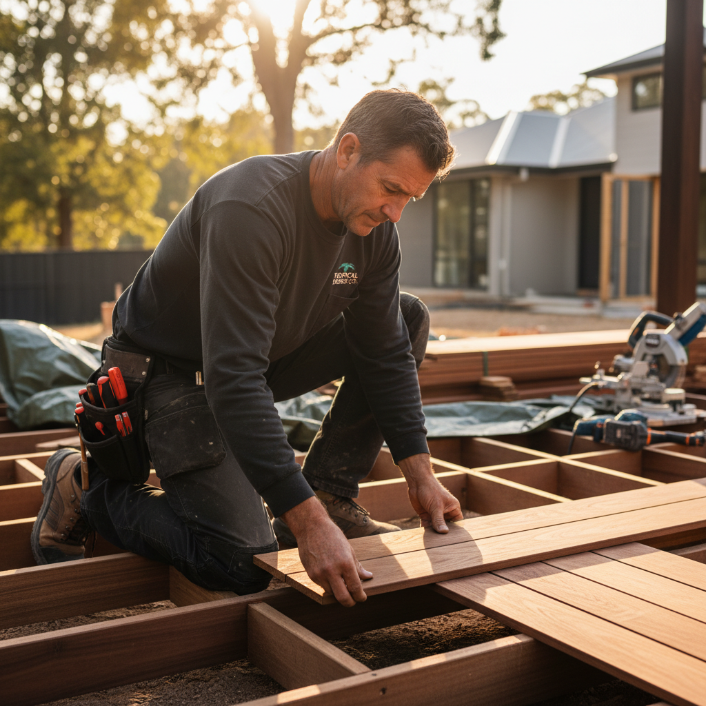 Professional contractor working on exterior hardwood project — EHCI certification pathway