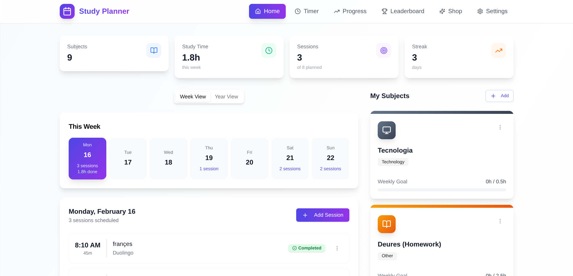StudyTime template preview