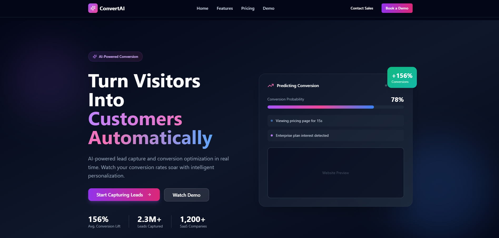 ConvertAI - Smart Lead Generation & Conversion Optimization template preview