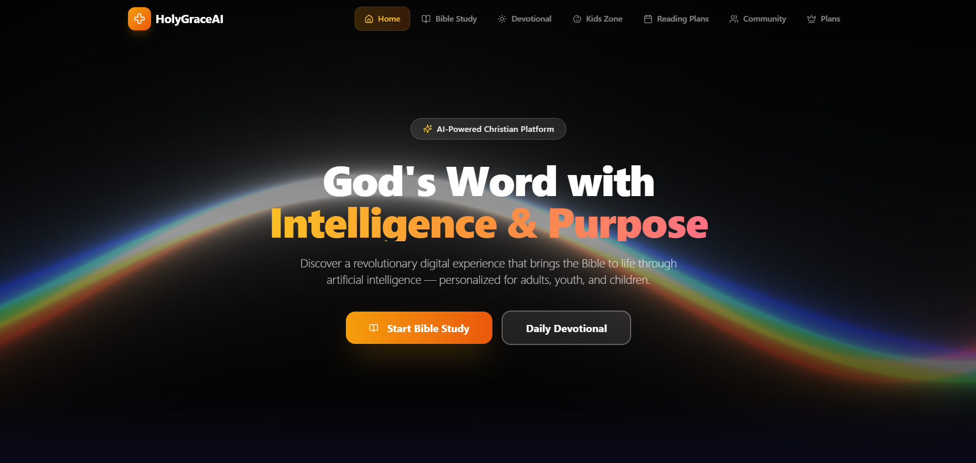 HolyGraceAI — Intelligent Bible Study & Christian Learning Platform template preview