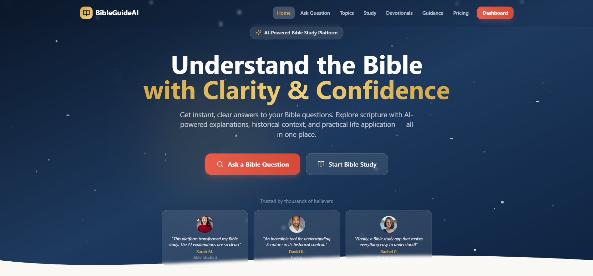 BibleGuideAI — AI Bible Study & Christian Life Guidance Platform template preview