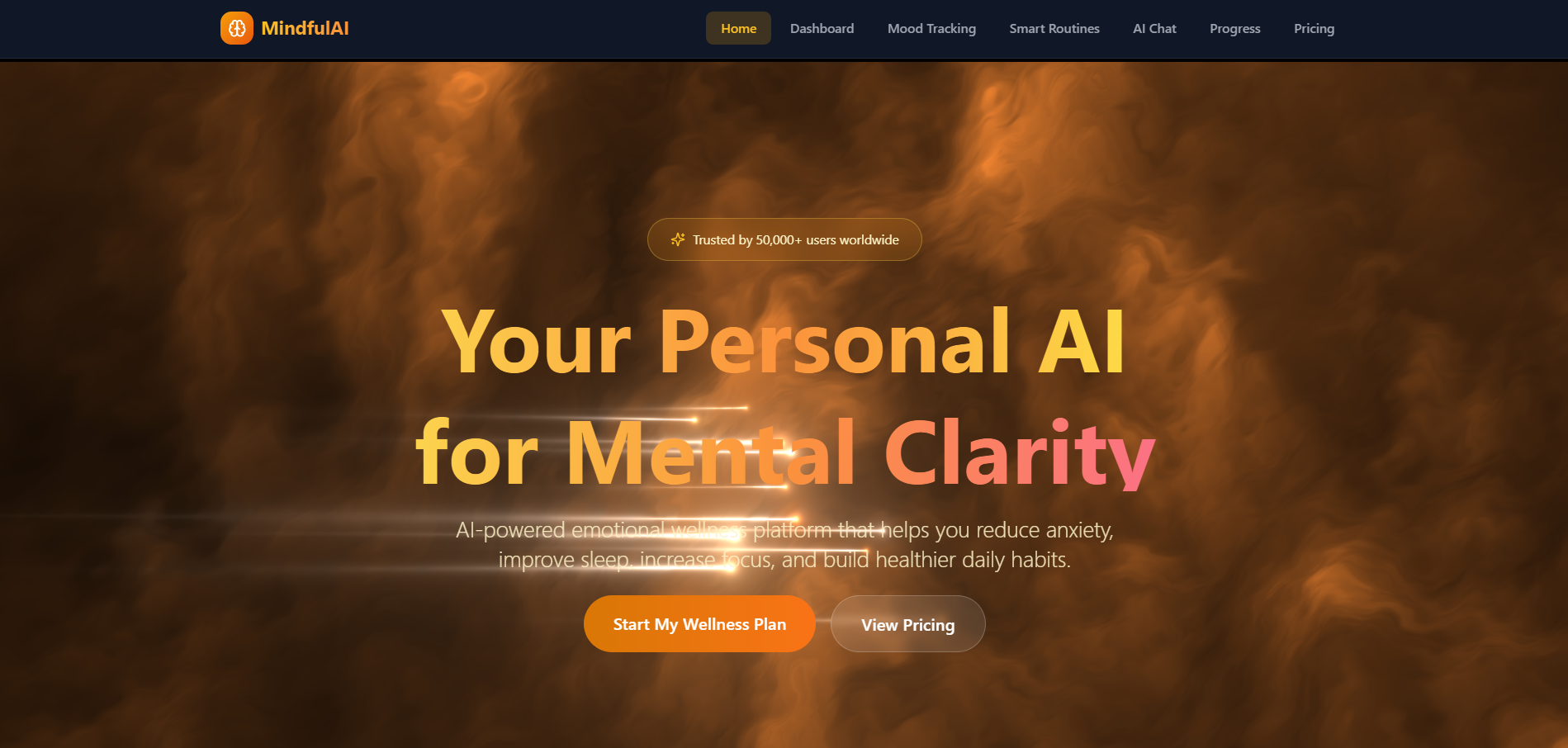 MindfulAI — AI Wellness & Emotional Balance template preview