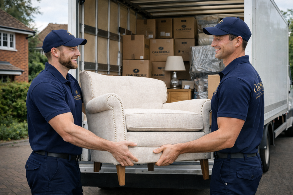 Oakbridge team carrying furniture