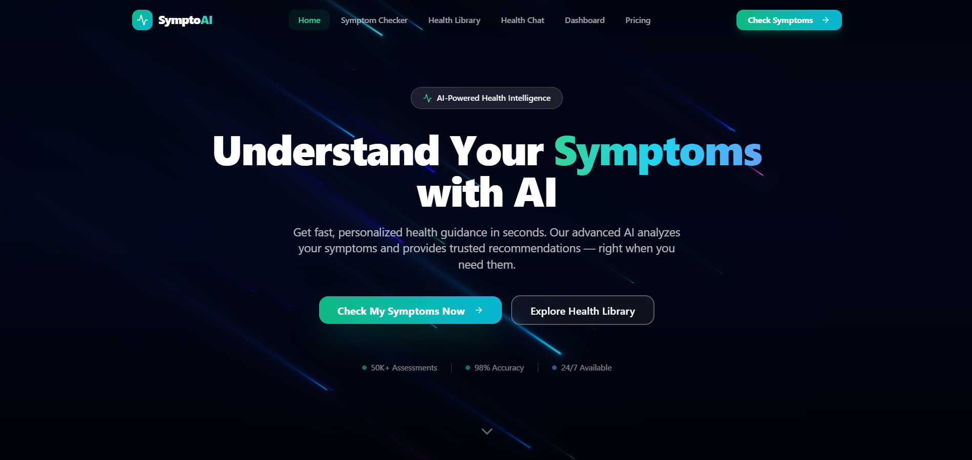 SymptoAI — AI Symptom Checker & Virtual Health Guidance template preview