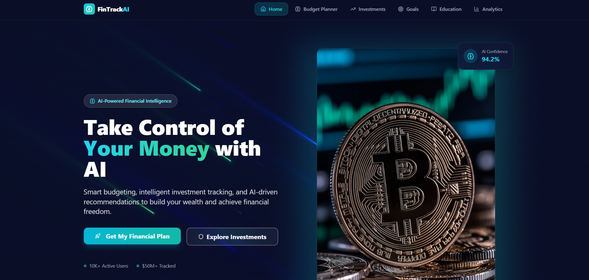 FinTrackAI — AI Personal Finance & Investment template preview