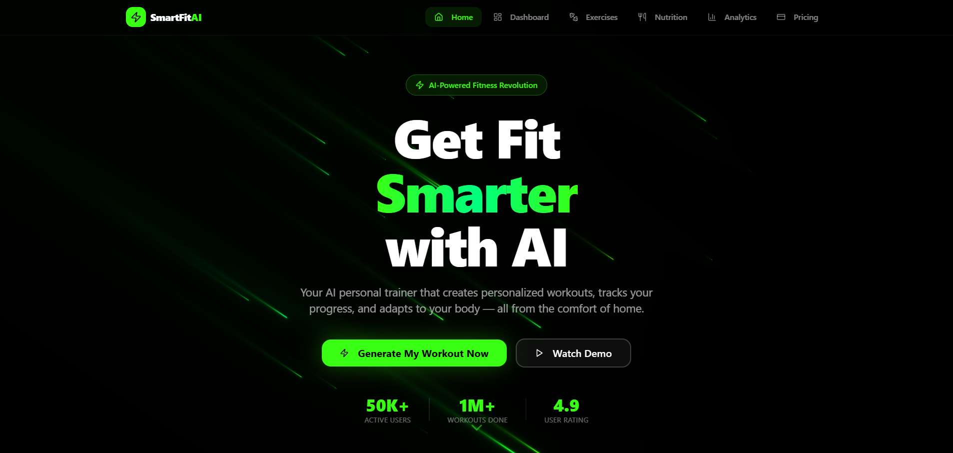 SmartFitAI — AI Home Fitness & Personal Training template preview