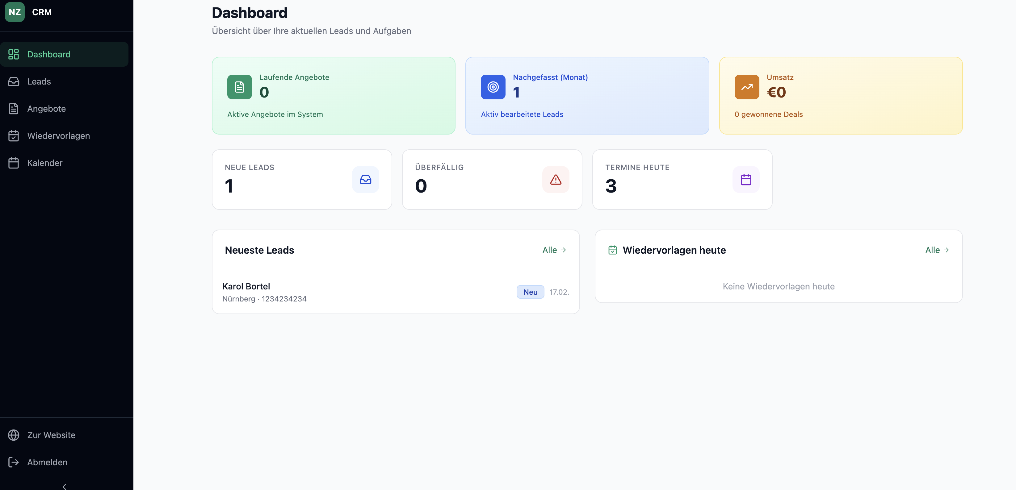 CRM Vorlage template preview