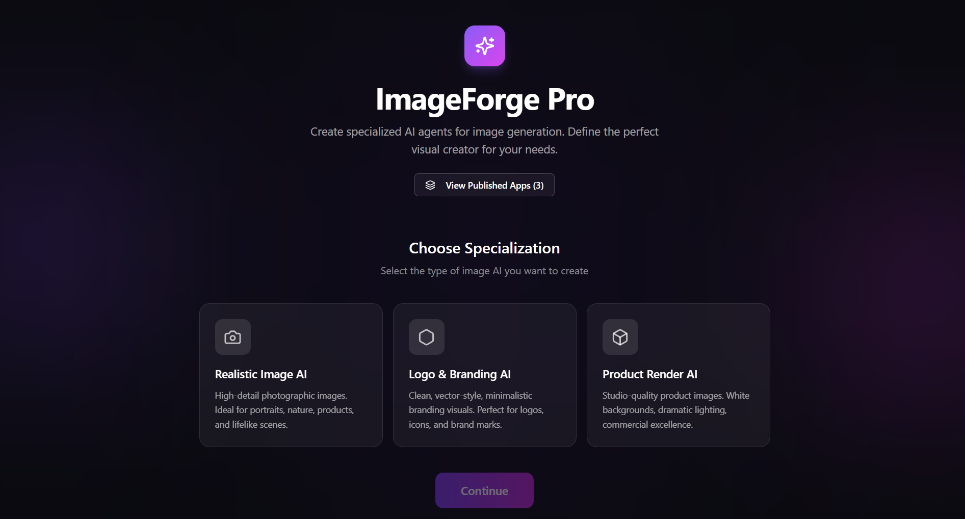 Image Agent Forge — Create Custom AI Image Generators template preview
