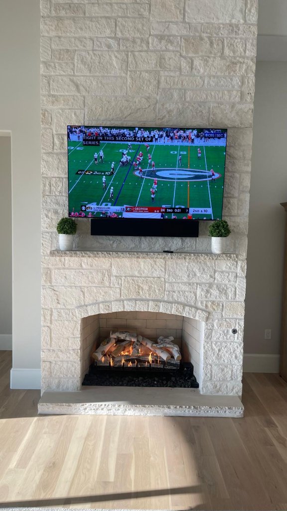 Stone fireplace