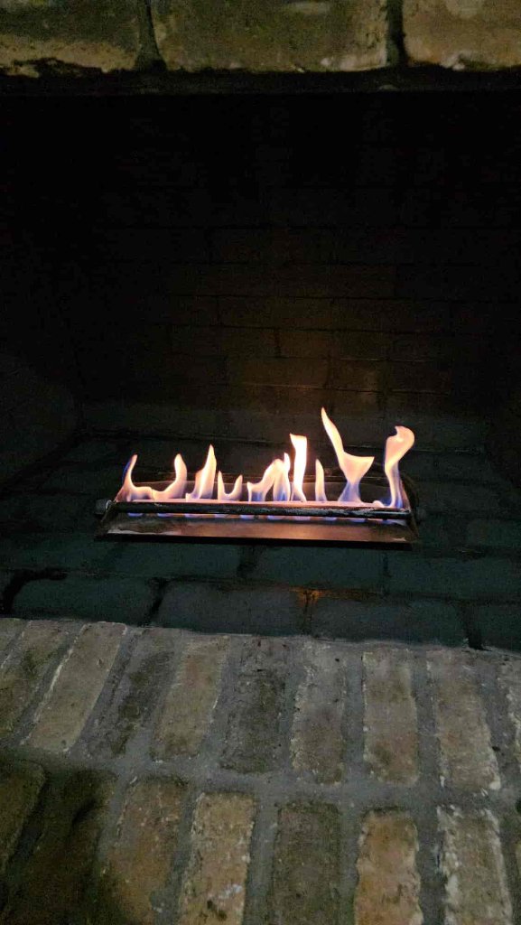 Fireplace with flames