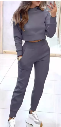 Cropped Sweatshirt and Jogger Set 