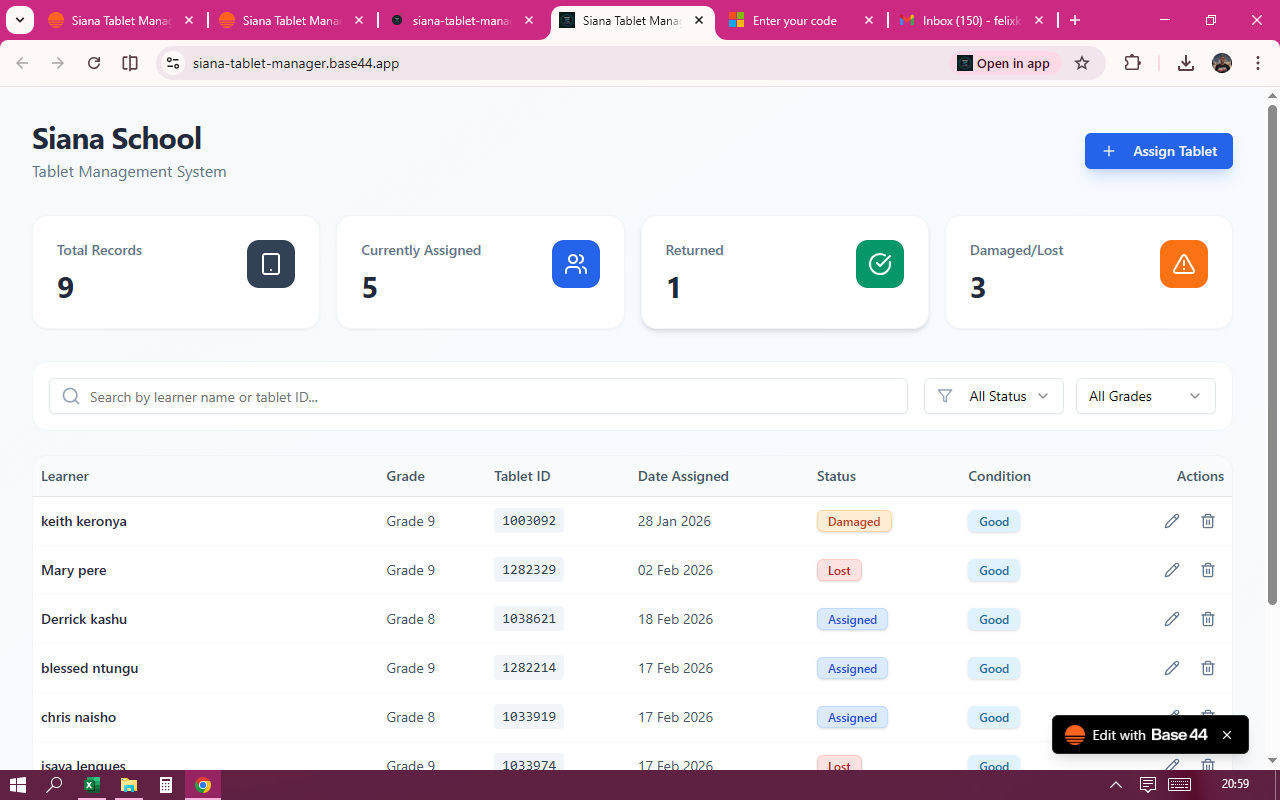 SIANA TABLET MANAGER template preview