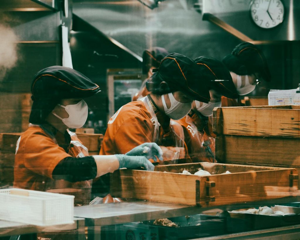 Workers in facility