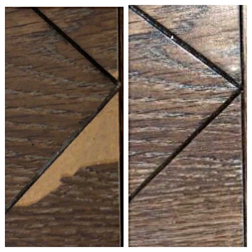 Engineered wood floor damage and repair - before and after restoration