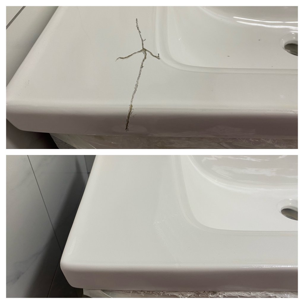 How We Repair Chipped & Cracked Porcelain Basins Using Polyurethane Resins