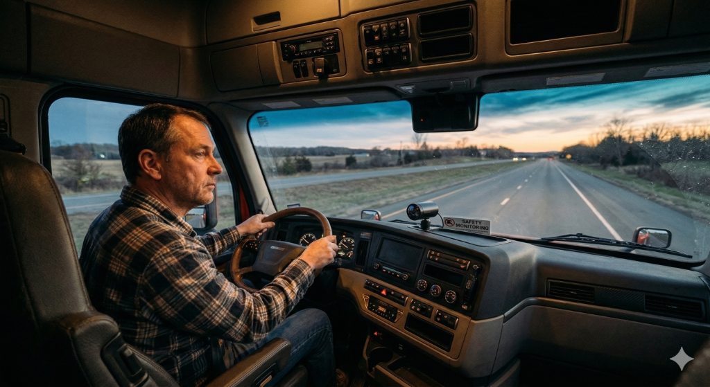 Inward-facing camera in truck cab