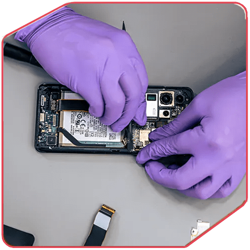 Samsung Galaxy battery replacement showing new premium battery installation