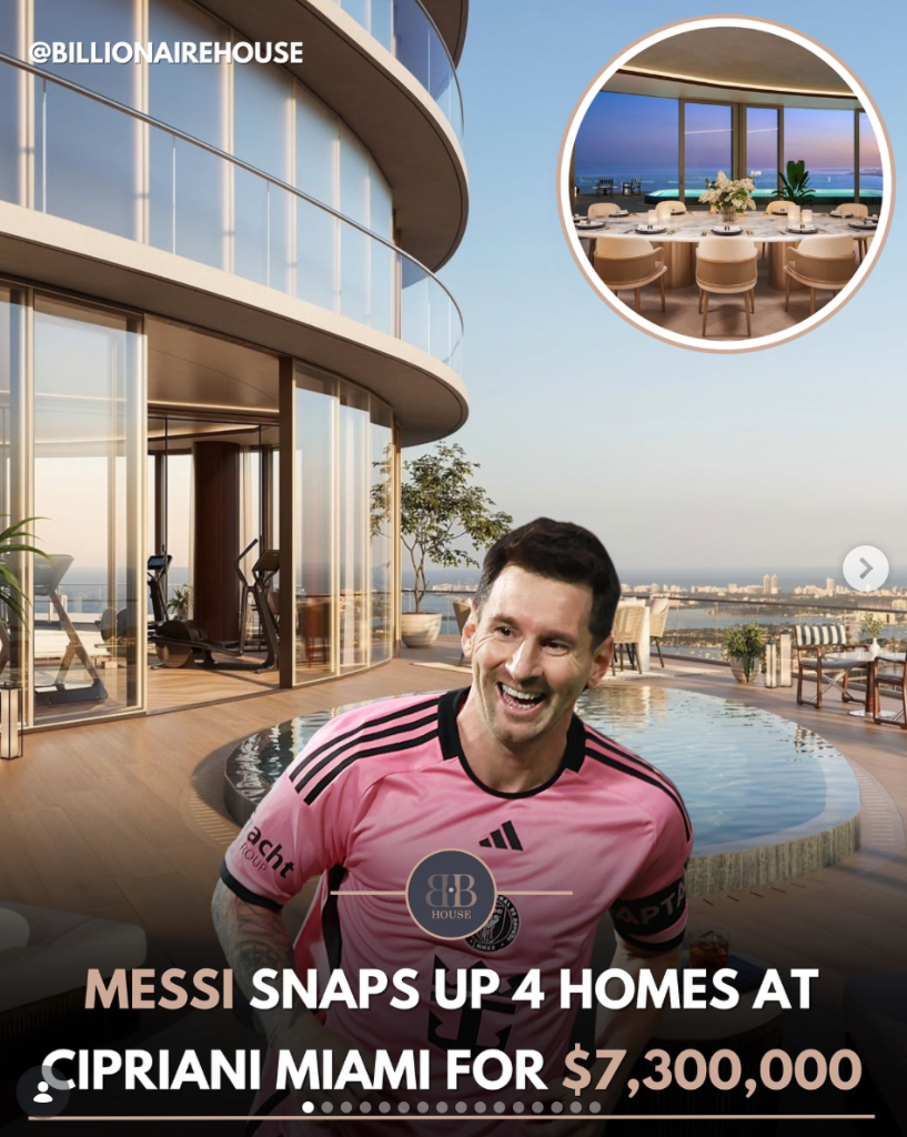 Messi snaps up 4 homes at Cipriani Miami for $7.3M