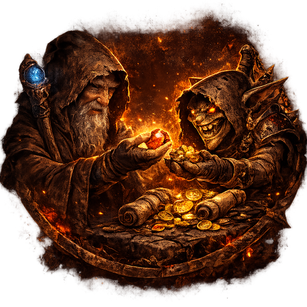 Cain trading with Goblin