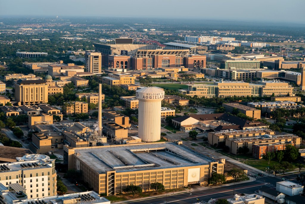 Aerial view of the Texas A&M campus